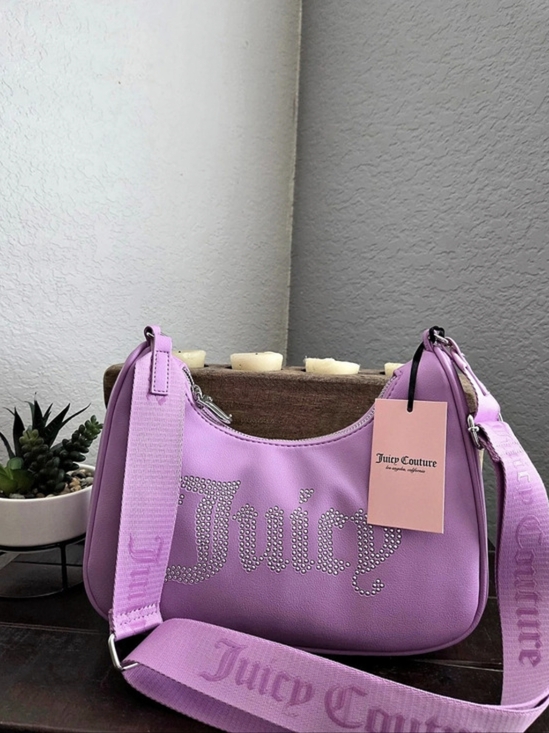 Juicy Couture Handbags - Juicy Couture Rhinestone Logo Shoulder Bag Pink NWT